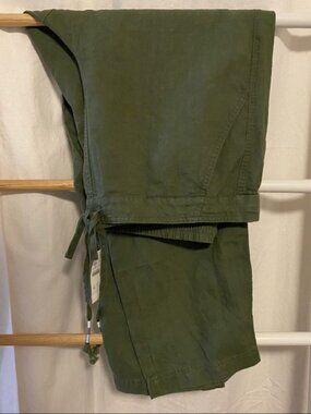 J. Crew XL Olive Tie Waist Seaside Pant Linen Blend | Excellent Condition